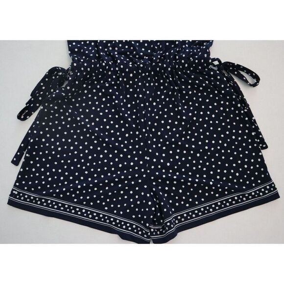 Max Studio 8903W47 Women's Sz M Navy Blue Polka Dot Romper $98 - Picture 8 of 9